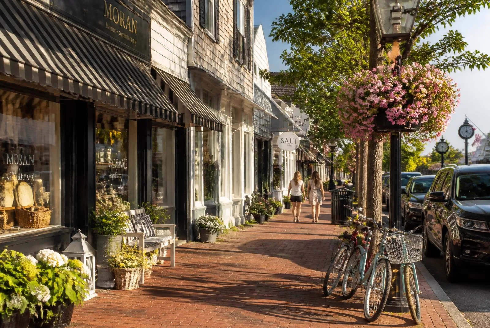 Shops and awnings along Third Avenue in Spring Lake, New Jersey